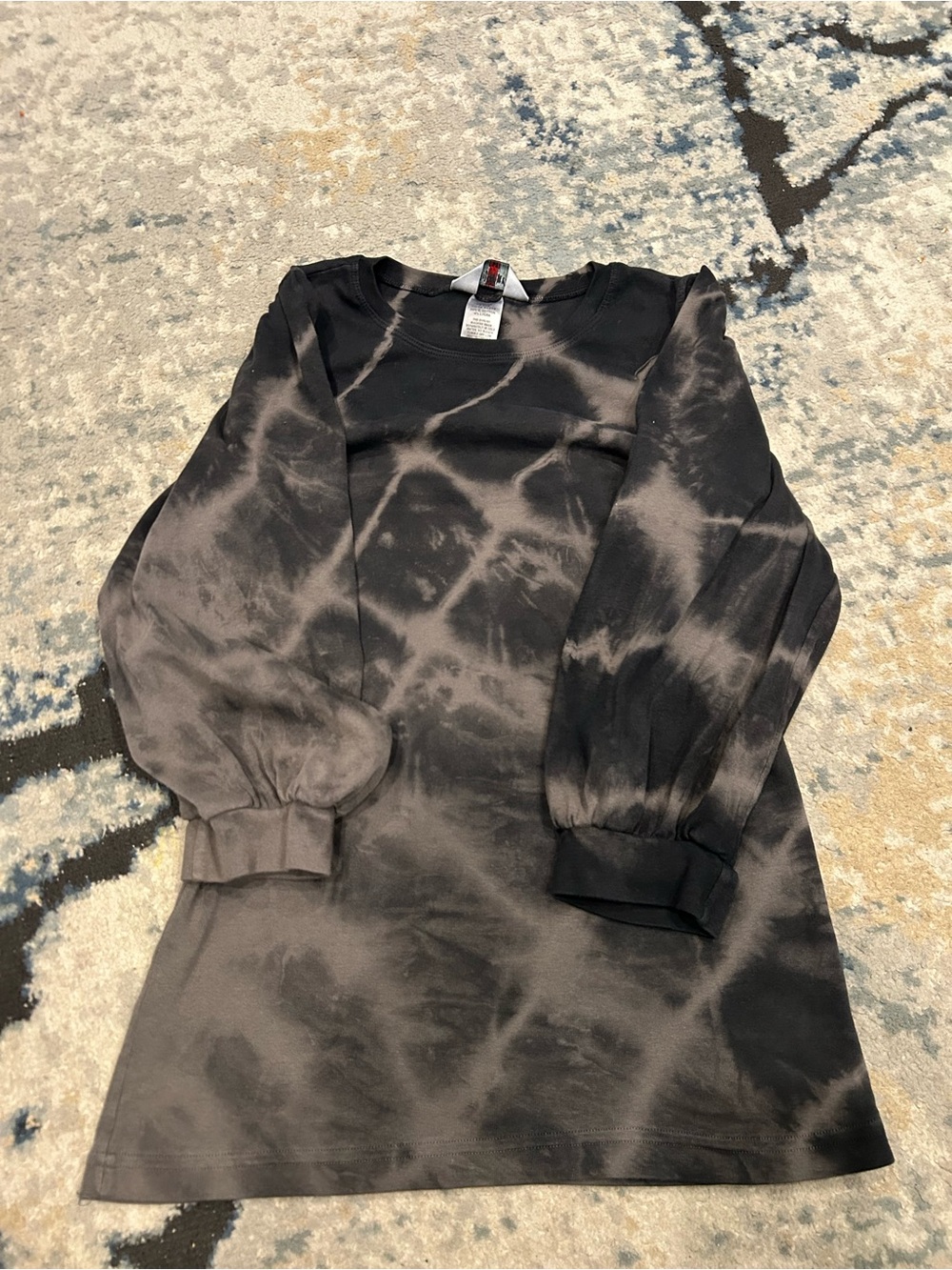 Hard Tail Black and Gray Tie-Dye Long Sleeve Top